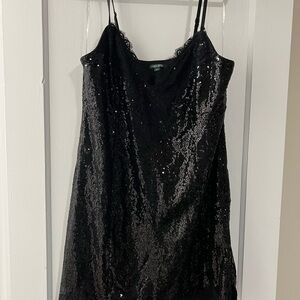 Wild Fable Lacy Black Sequin Slip Dress